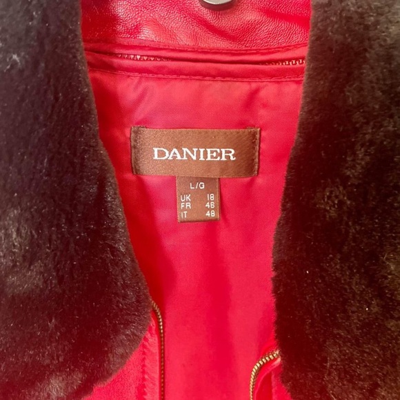 DANIER Red Leather Jacket, Large - Picture 2 of 10